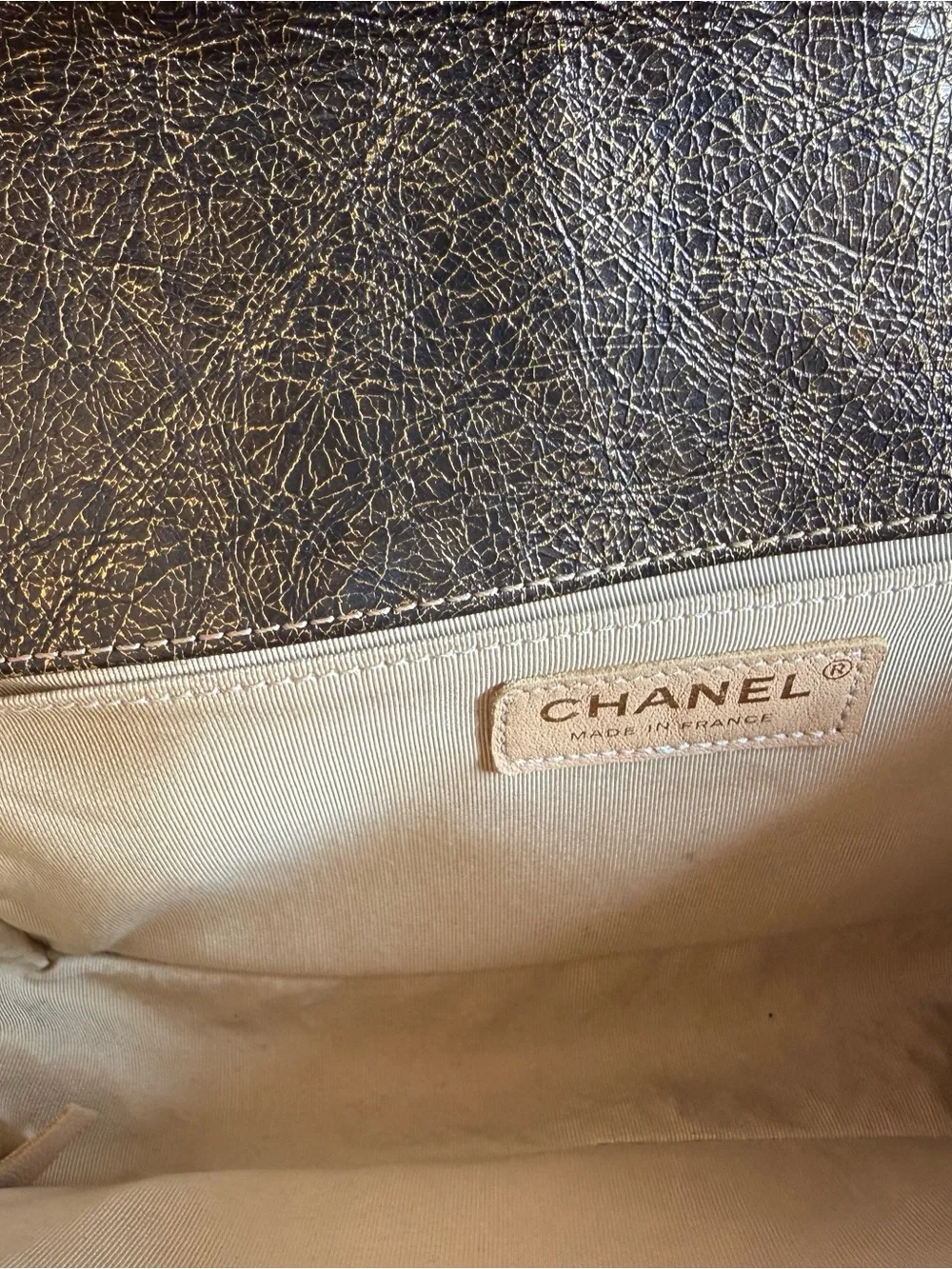 CHANEL Metallic Gold Quilted Boy Crossbody
